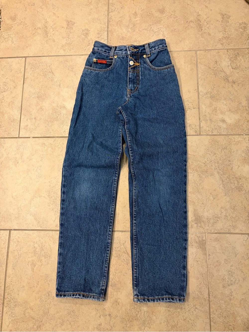 Vintage 90s Lawman Pocketless Western Jeans Laced Button Side High Waist 8
